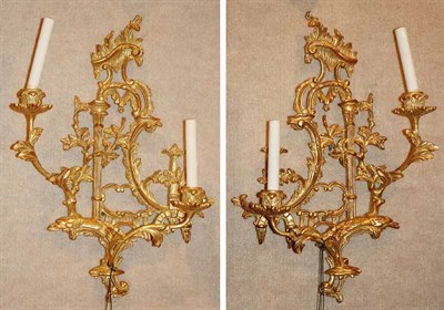Lot 1489 - Pair of George III Style Gilt-Wood Two-Light...