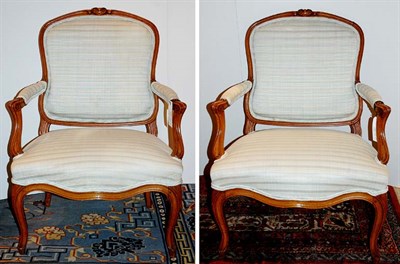 Lot 1437 - Pair of Louis XV Style Fruitwood Fauteuils a...