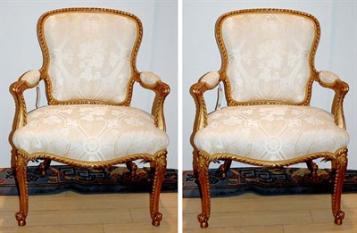 Lot 1619 - Pair of George III Style Gilt-Wood Armchairs...