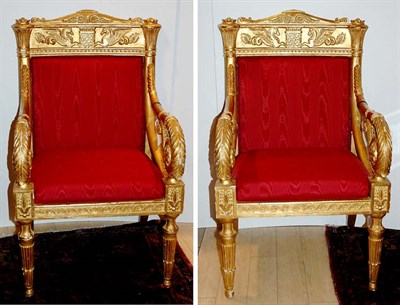 Lot 1596 - Pair of George III Style Gilt-Wood Armchairs