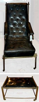 Lot 1201 - Victorian Leather Upholstered Tubular Brass...