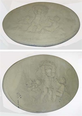 Lot 1594 - Pair of Oval Garden Plaques Height 21 inches,...