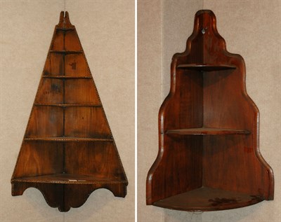 Lot 1177 - Two George III Style Fruitwood Corner Hanging...