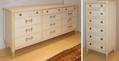 Lot 1195 - Louis XVI Style Ivory Painted Six Drawer Chest;...