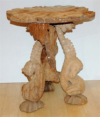 Lot 1219 - Carved Wood Seahorse Decorated Circular Table...