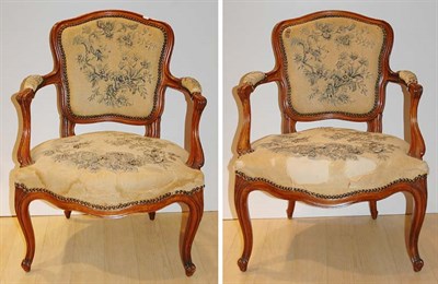 Lot 1406 - Pair of Louis XV Style Needlework Upholstered...