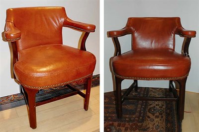 Lot 1234 - Pair of Nail Head Upholstered Mahogany...