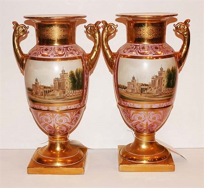 Lot 1447 - Pair of Sevres Style Porcelain Two-Handle Urns...