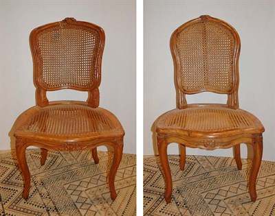 Lot 1326 - Set of Eight Louis XV Style Caned Fruitwood...