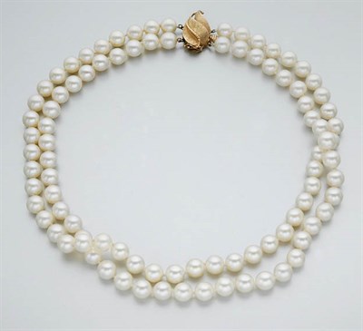 Lot 2571 - Double Strand Cultured Pearl Necklace