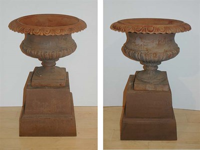 Lot 1218 - Pair of Neoclassical Style Iron Garden Urns on...