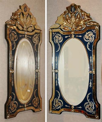 Lot 1258 - Pair of Venetian Style Mirror Framed Etched...