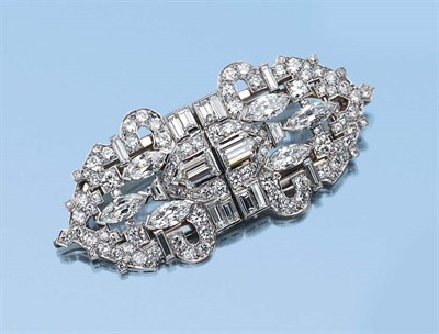 Lot 610 - Diamond Double Clip-Brooch