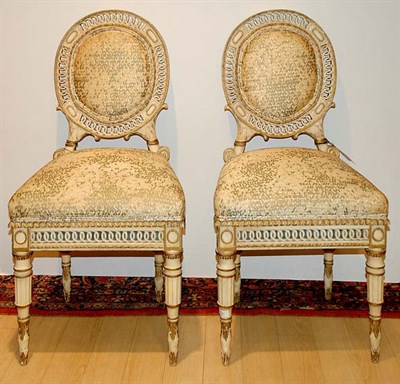 Lot 3083 - Set of Eight Louis XVI Style Painted Dining...