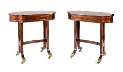 Lot 3093 - Pair of Regency Style Brass Inlaid Mahogany...