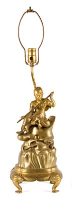 Lot 3194 - Chinese Style Gilt-Bronze Figural Lamp In the...