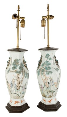 Lot 3173 - Pair of Chinese Porcelain Vases Each mounted...