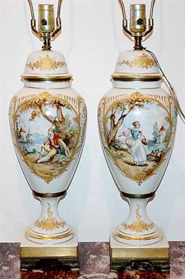 Lot 3215 - Pair of Sevres Style Gilt-Metal Mounted...