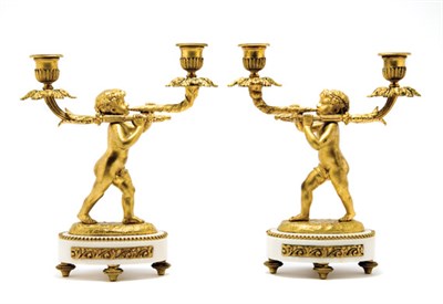 Lot 3383 - Pair of Louis XVI Style Gilt-Bronze Figural...