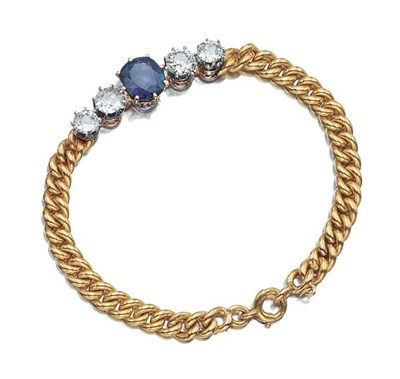 Lot 425 - Antique Gold, Platinum, Sapphire and Diamond Bracelet