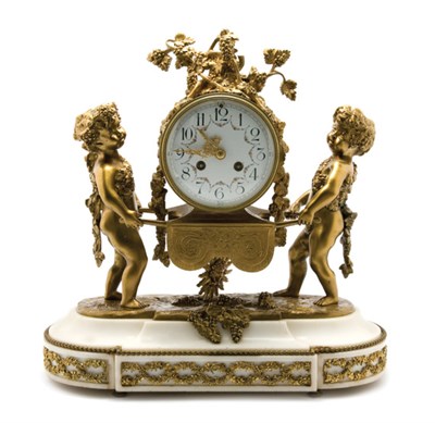 Lot 3438 - Louis XVI Style Gilt-Bronze and Marble Figural...