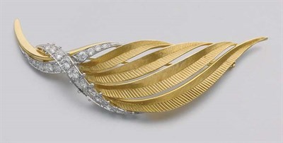 Lot 344 - Gold and Diamond Leaf Brooch