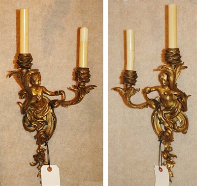 Lot 3598 - Pair of Louis XV Style Gilt-Bronze Two-Light...