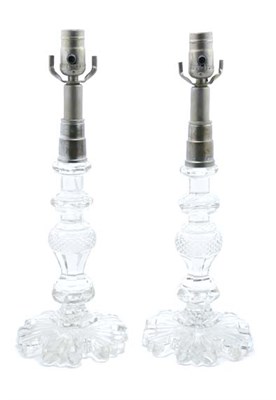 Lot 3487 - Pair of Baccarat Style Molded Glass Lamps Each...