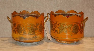 Lot 1494 - Pair of French Tole Fruit and Vine Decorated...