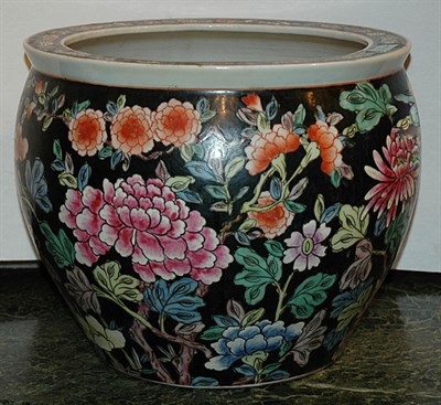 Lot 1511 - Chinese Famille Noir Porcelain Jardiniere...