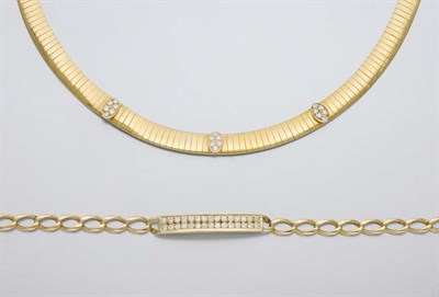 Lot 192 - Gold and Diamond Necklace and Bracelet