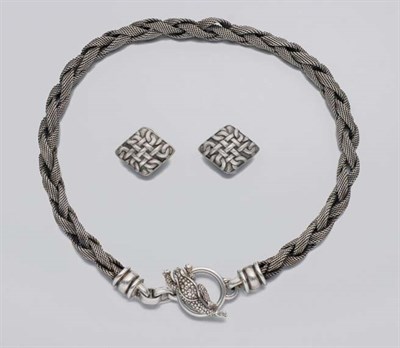 Lot 197 - Silver Necklace and Pair of Earclips
