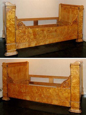 Lot 1125 - Pair of Charles X Burl Wood Twin Bedsteads...
