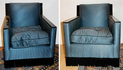 Lot 1445 - Pair of Stripe Upholstered Lacquered Lounge...
