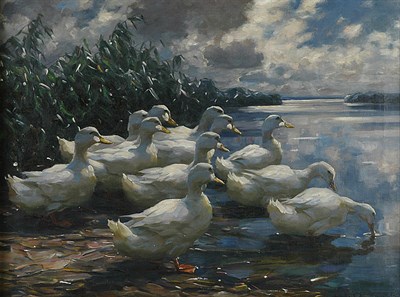 Lot 2041 - Alexander Max Koester German, 1864-1932 Ducks...