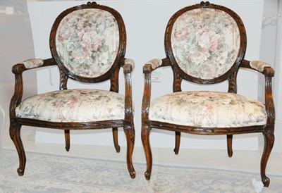 Lot 186 - Pair of Louis XVI Style Walnut Fauteuils