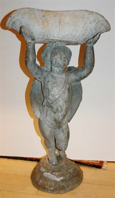 Lot 1506 - Lead Figural Garden Sculpture Cherub holding a...