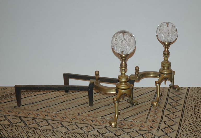 Lot 1511 - Pair of Glass Paperweight Mounted Brass...