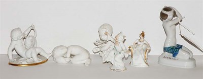 Lot 1554 - Group of Six Danish White Glazed Porcelain...