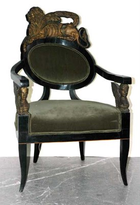 Lot 3157 - Continental Neoclassical Parcel Gilt and Black...