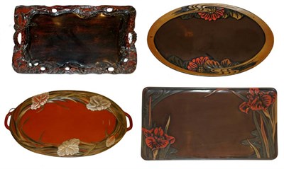 Lot 253 - Four Japanese Lacquered Trays 20th Century...