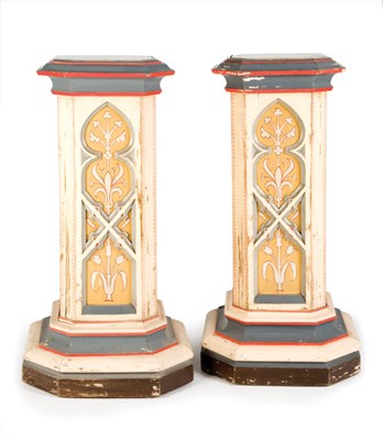 Lot 3556 - Pair of Moorish Style Painted Wood Pedestals...