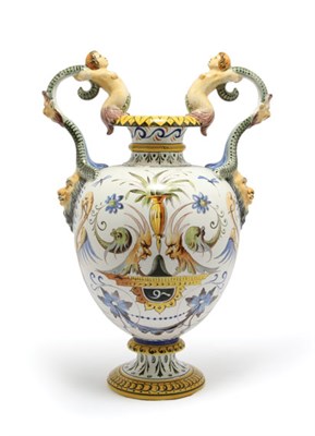 Lot 3315 - Ginori Maiolica Footed Urn With caryatid...