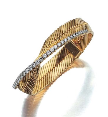 Lot 467 - Gold, Platinum and Diamond Bracelet