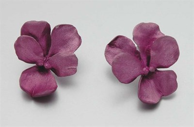 Lot 298 - Pair of Purple Aluminum Flower Earclips