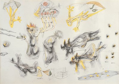 Lot 2117 - Roberto Matta Chilean, 1911-2002 War Cartoon,...