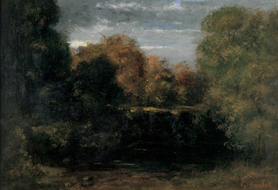 Lot 2104 - Manner of Gustave Courbet Paysage,...