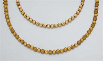 Lot 119 - Two Antique Gold Bead Necklaces