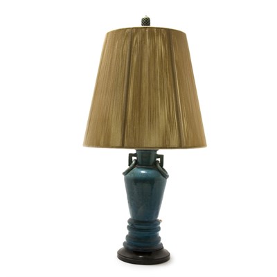 Lot 3382 - Pair of Chinese Turquoise Porcelain Lamps 19th...