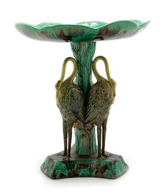 Lot 3350 - English Majolica Centerpiece The lily pad form...